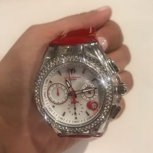 Brand New Red Technomarine Chronograph w Crystals